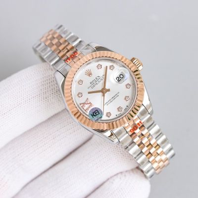 C Factory ROLEX 904L Steel Swiss 2671 Automatic Movement 28MM White Lady Watch